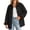 Black, variant on Shacket Women Long Sleeve Button Down Collared Lightweight Office Work Jacket with Pockets Outerwear