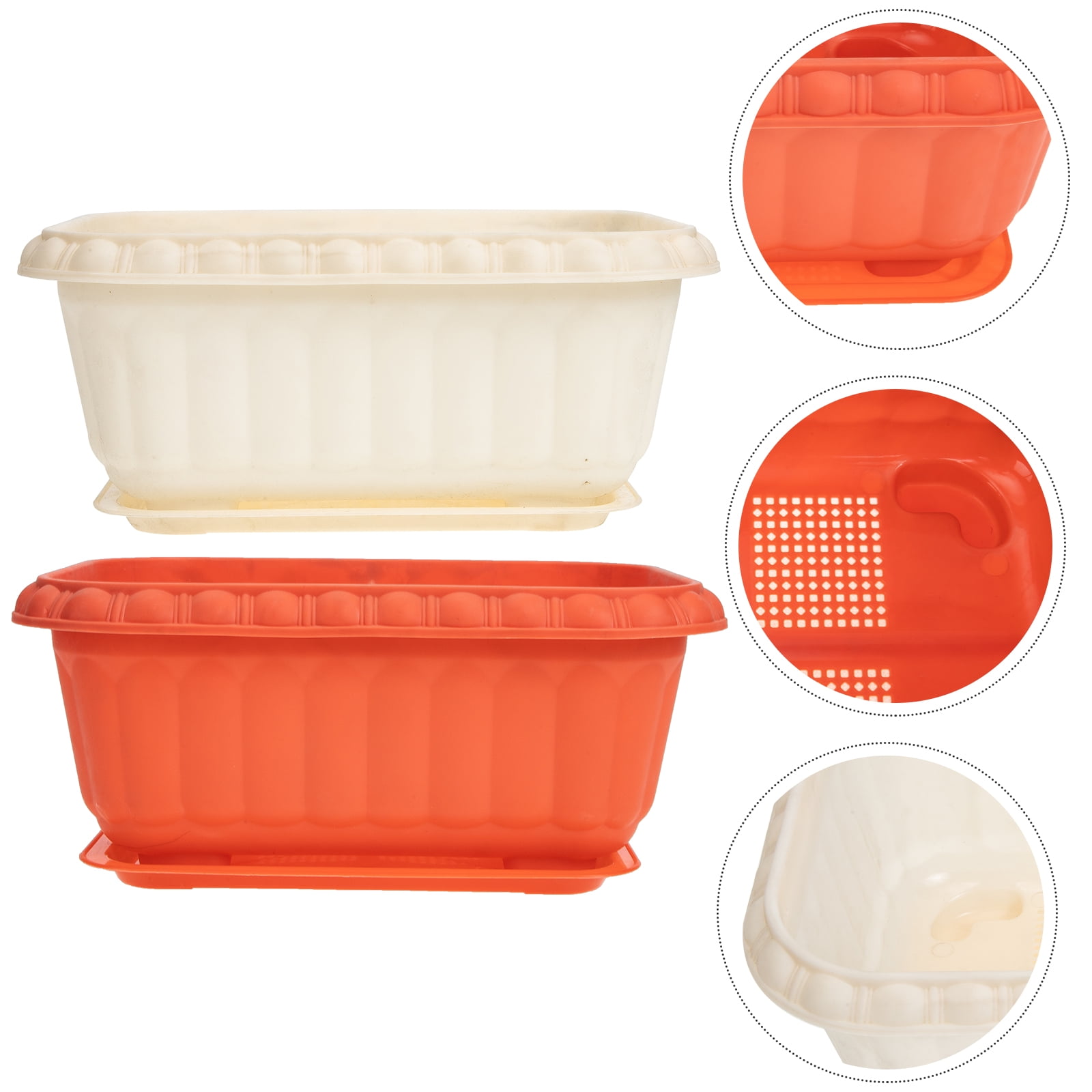 NUOLUX Planter Box Pot Flower Window Windowsill Plant Vegetable Pots Growing Plastic Rail Fence Rectangular