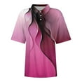 thumbnail image 3 of DENGDENG Short Sleeve Polo Shirts for Women Collared V Neck T Shirts Casual Button Down Tops Loose Fit Comfy Tees 2024 Hot Pink S, 3 of 4