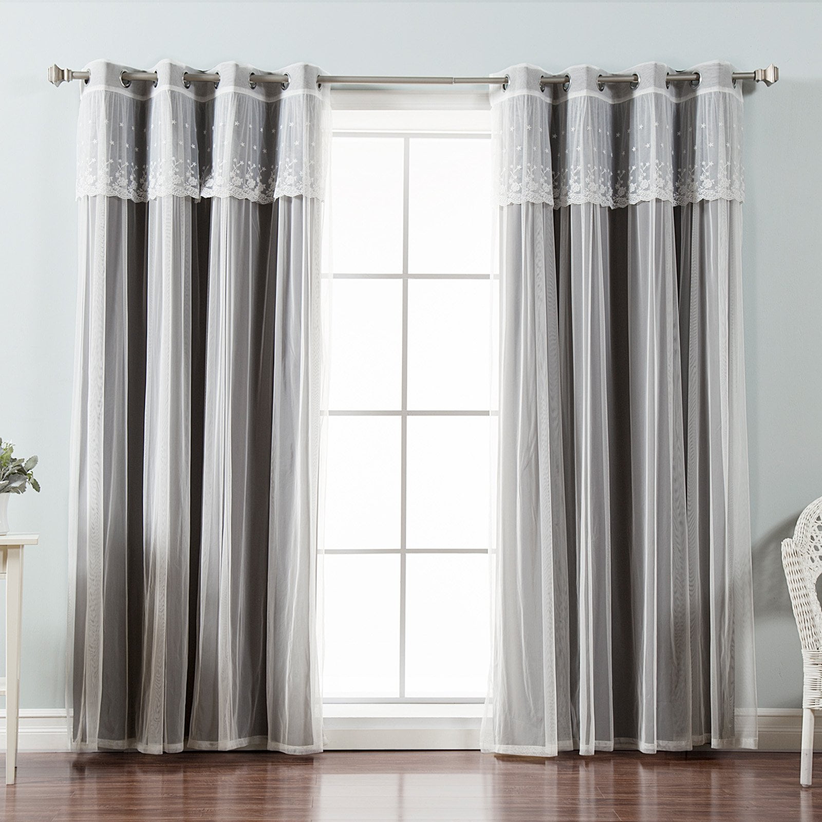 Best Home Fashion Mix & Match Tulle Blackout Curtain With