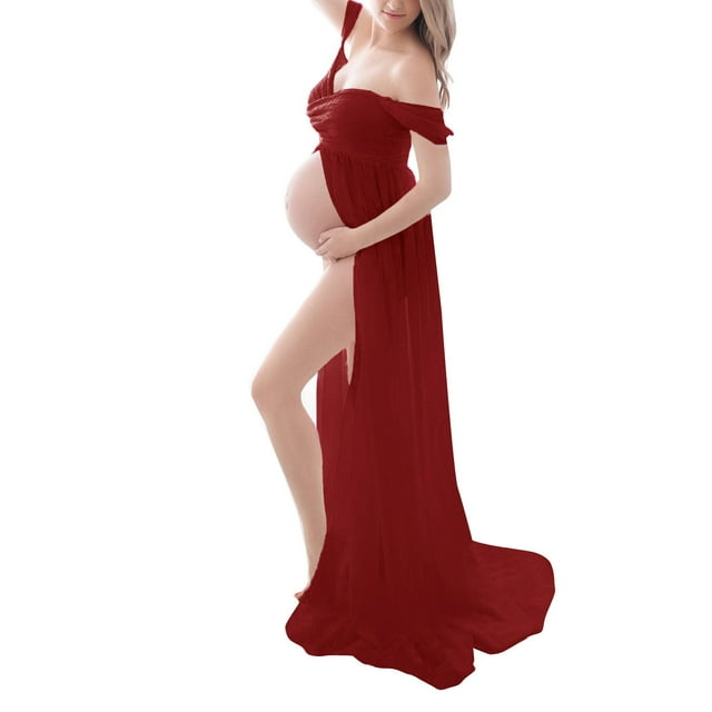 Women Pregnants Maternity Photography Props Short Sleeve Solid Dress