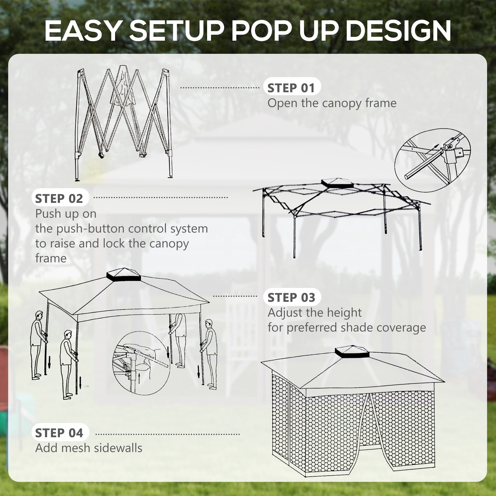 Outsunny 10.7' x 10.7' Pop Up Gazebo Outdoor Canopy Shelter with 2-Tier Soft Top & Removable Zipper Netting, Event Tent with Large Shade, Beige
