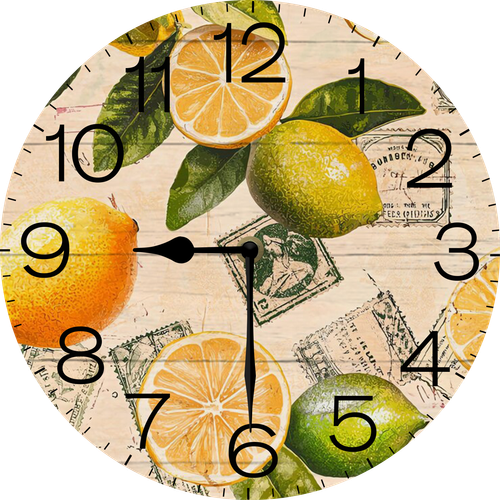 Eveokoki Lemons Wood Wall Clock Non Ticking Silent Kitchen Clock Large Battery Operated Clocks 10 inch for Living Room Bedroom Decor