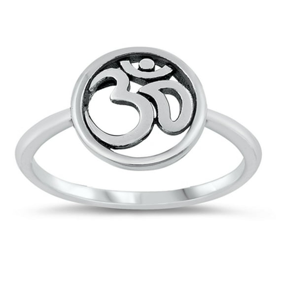 Sterling Silver Om Sign Ring Size 4