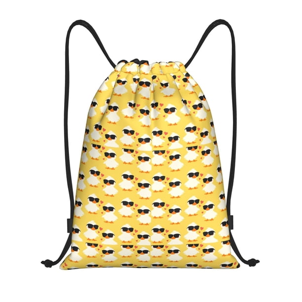 Fotbe Cute Duck With Black Glasses Bolsa Mochila con Cordón Estampada, Bolsa de Gimnasio Deportiva, Bolsa Cinch, Bolsa con Cordón para Hombres y Mujeres-Medium