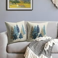 thumbnail image 3 of Brown Blue Christmas Pillowcase, 18x18 Christmas Tree Print Decorative Throw Pillow, Outdoor Farmhouse Holiday Decor Pillowcase, Cushion Cover Decor, Suitable for Home Sofa Beds (2-Pack), 3 of 12