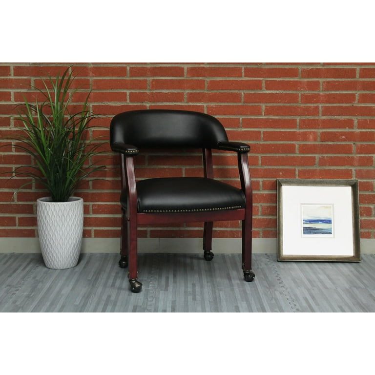 Boss Office Ivy League Faux Leather Executive Mobile Guest Chair