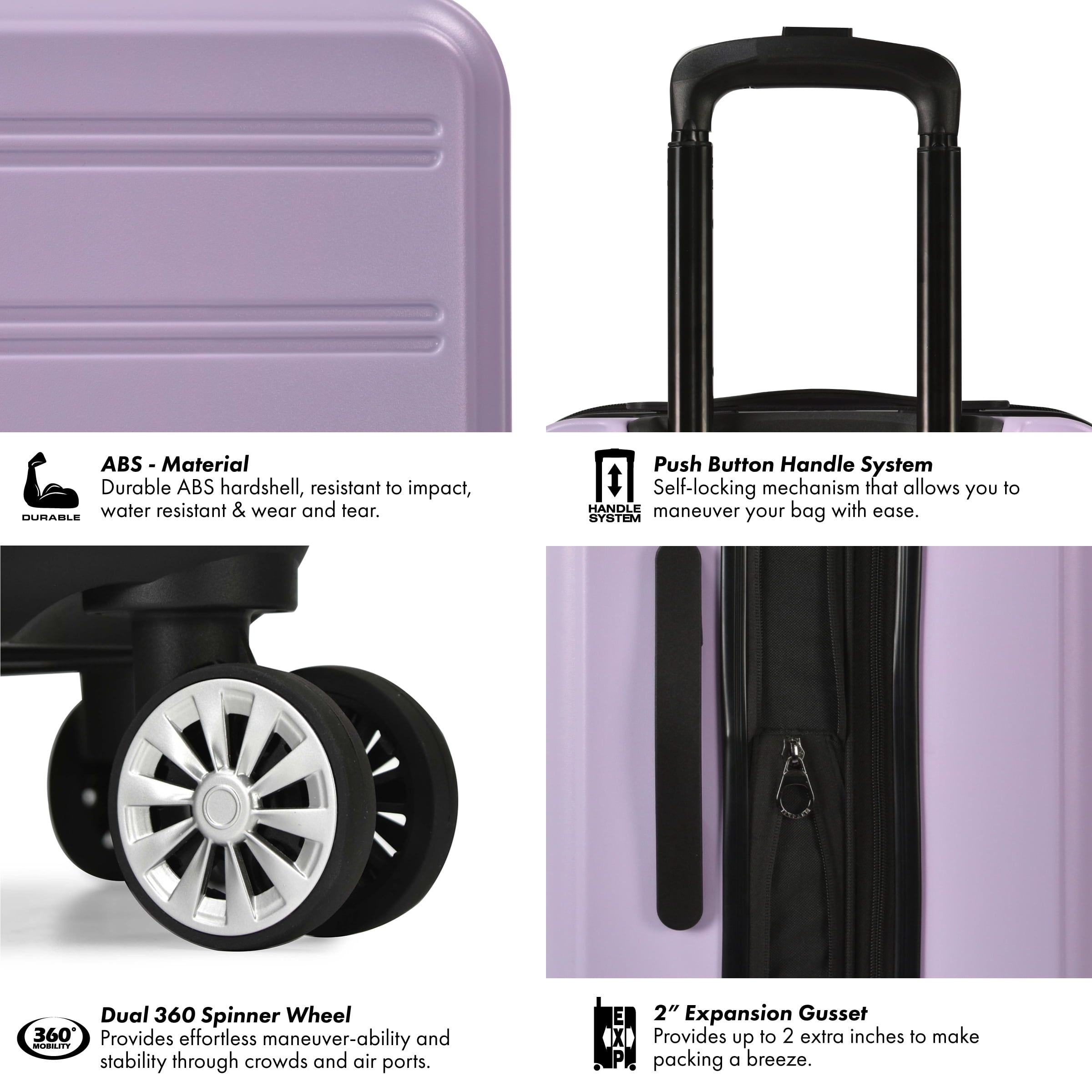 Travel Select Snowcreek Hardside Expandable Spinner Luggage, Lavender, 30" Checked Large