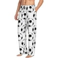 thumbnail image 3 of Mens Pajama Pants - Soft Sleep & Lounge Pants for Men, soccer football balls white Cuteness Casual PJ Bottoms Pants with Pockets, 3 of 5