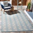 thumbnail image 2 of SAFAVIEH Courtyard Tranter Fishes Indoor/Outdoor Area Rug, Aqua/Beige, 4' x 5'7", 2 of 9
