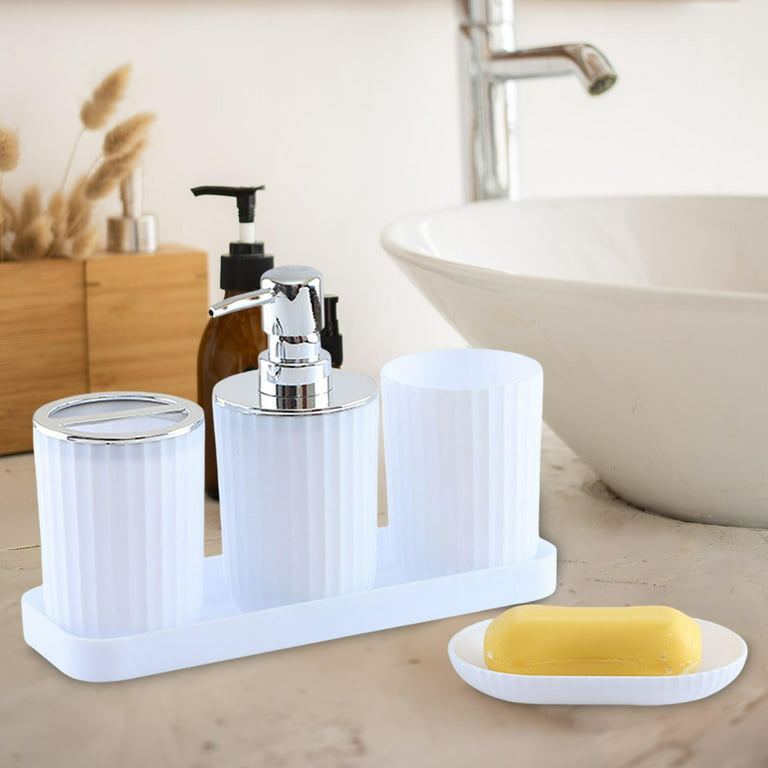 Modern Bathroom Accessories Set Toothbrush Holder Bath Essential Stuff Tidy  White