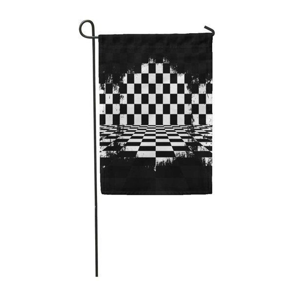 SIDONKU Flag Retro Black White Checkered Torn Checkerboard Race Abstract Garden Flag Decorative Flag House Banner 12x18 inch