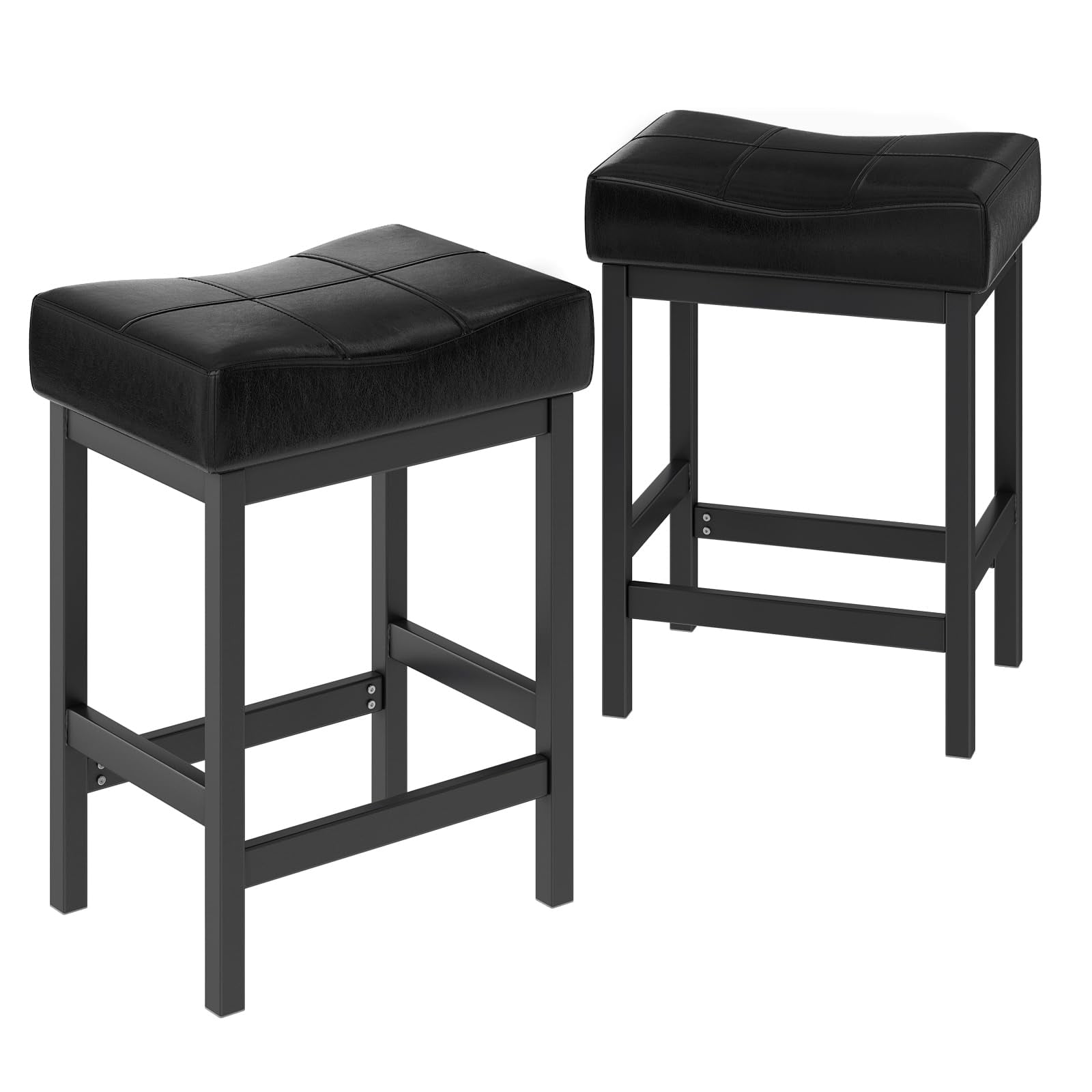 LGHM Bar Stools Set of 2, PU Leather 25" H Counter Height Barstools