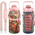 thumbnail image 1 of Half Gallon Water Bottle with Sleeve Water Bottle 64 Oz Water Bottle with Time Marker, 1/2 Gallon Water Bottles Half Gallon Water Bottle with Straw and Gym Yoga 1/2 Gallon Water Jug for Women Tree, 1 of 6