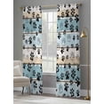 thumbnail image 4 of Blue Beige Paw Print Sheer Curtains 96 Inch Length 2 Panels Set, Vintage Farmhouse Country Wood Grain Voile Window Treatment Semi Sheer Long Curtains Drapes for Bedroom/Living Room/Kitchen 52"x96"x2, 4 of 7