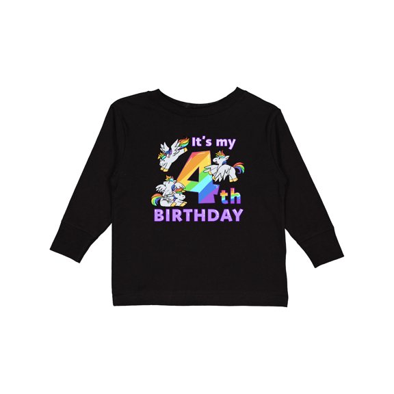 Inktastic It's My 4th Birthday Unicorn Boys or Girls Long Sleeve Toddler T-Shirt