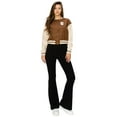 thumbnail image 4 of Cali1850 Women's Varsity Bomber Jacket Snap Button Down Long Sleeve Casual Baseball Collar Jackets with Pockets, 4 of 6