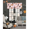 thumbnail image 3 of Halloween Valances for Windows Pink Cute Ghost Pumpkin Window Curtain Rod Pocket Skull Black Cat Holiday Window Treatment Decor Valances for Kitchen Living Room Bedroom 42x12in, 3 of 7