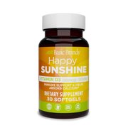 Basic Health Brands Happy Sunshine Vitamin D3 Supplement 2000 IU, Immune & Bone Support - 30 Count