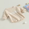 thumbnail image 3 of Nouveau-né Bébé Garçons Filles Pull Rompers Lettre Col Rond Manches Longues Tricot Combinaisons Automne Vêtements Combinaisons, 3 of 7