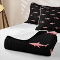 thumbnail image 4 of Manfei Silhouette Shark Twin Quilt Set, Ocean Animal Twin Coverlet Set, Black Pink, 2-Piece, 1 Bedspread and 1 Pillowcase, 4 of 7