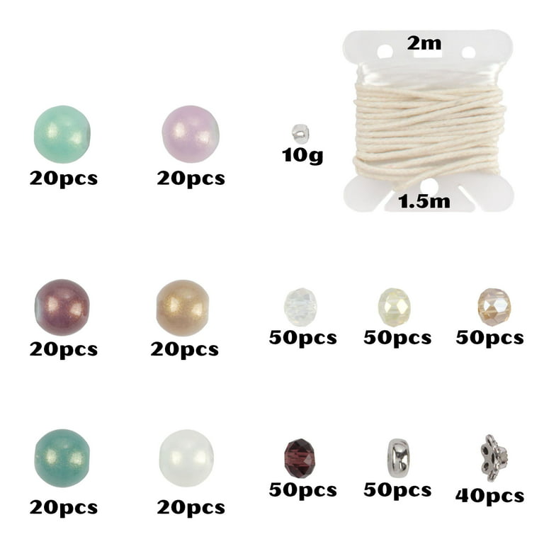 DIY Bracelet and Necklace Craft Set Crystal Glass Beads and Alloy  Accessories With 3.5m of Wax & Elastic Thread Assortment 218 