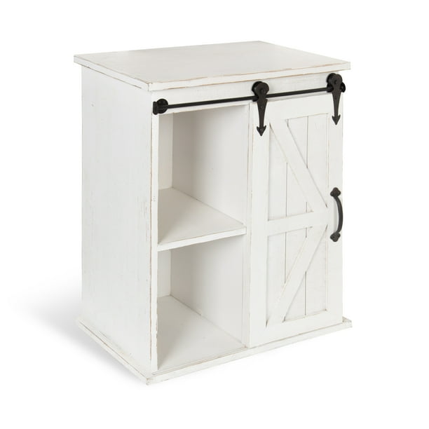 Kate And Laurel Cates Wooden Freestanding Storage Cabinet Side Accent Table With Sliding Barn Door Antique White Finish Com Cates Wooden Freestanding Storage, Sliding Barn Door Storage Cabinet
