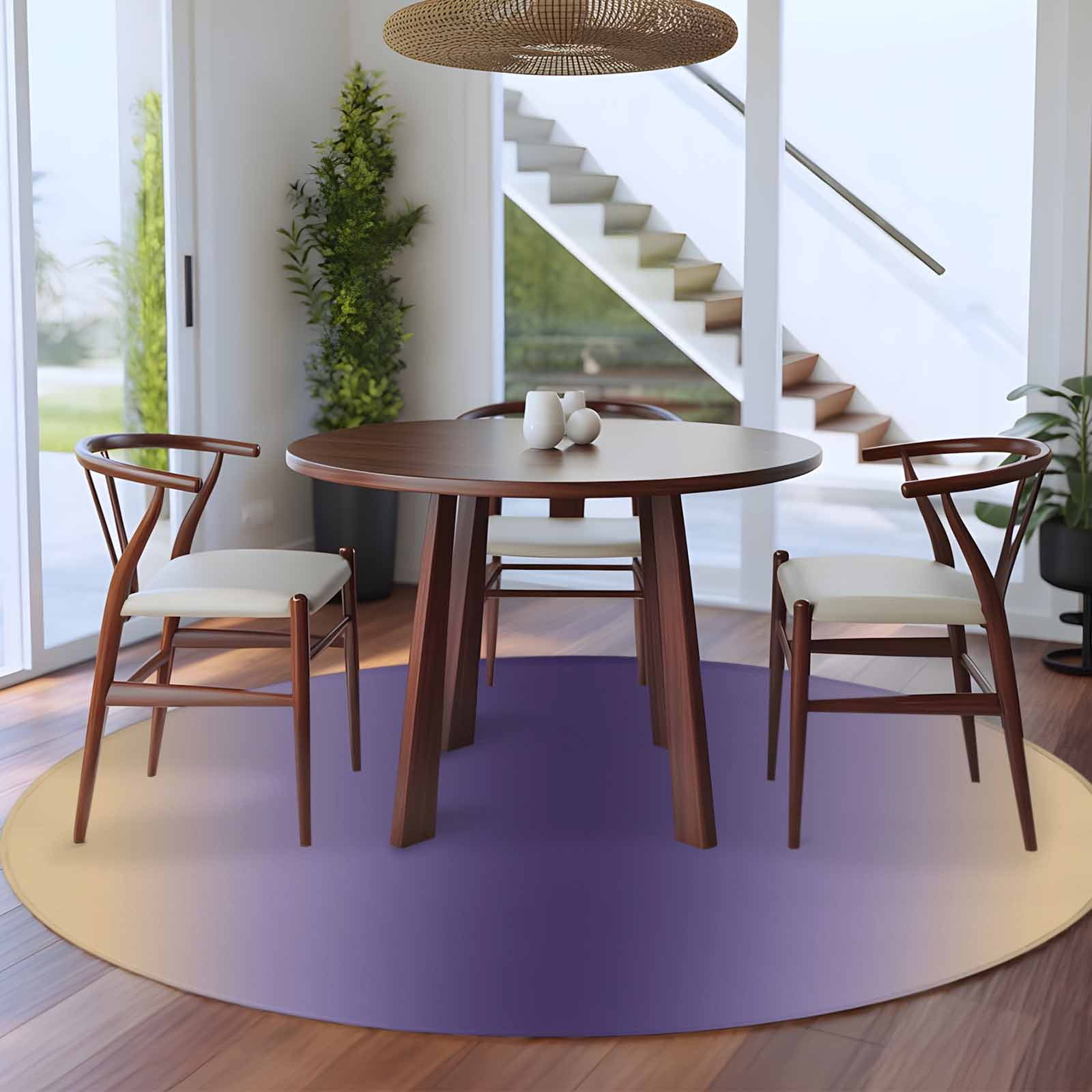 Purple Yellow Ombre Round Area Rug 6Ft Washable Circle Rugs for Bathroom Office, Farmhouse Modern Gradient Art Non-Slip Carpet Floor Mats Indoor Outdoor Carpet Runner Aesthetic Home Decor