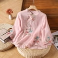 thumbnail image 2 of CONZONE Womens Summer Cotton Linen T-Shirts Long Sleeve T Shirts for Women Casual Crew Neck Floral Graphic Lightweight Tees Soft Cozy Dailywear, 2 of 3