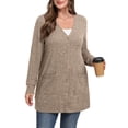thumbnail image 4 of Cueply Women's Plus Size Sweater Long Sleeve Lightweight Cardigans Buttons Knited Casual Outwear Tops with Pockets 1X-4X, 4 of 9