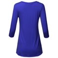 thumbnail image 3 of FashionOutfit Women's Casual Solid Soft Stretch Asymmetrical 3/4 Sleeve Button Tunic Top, 3 of 5