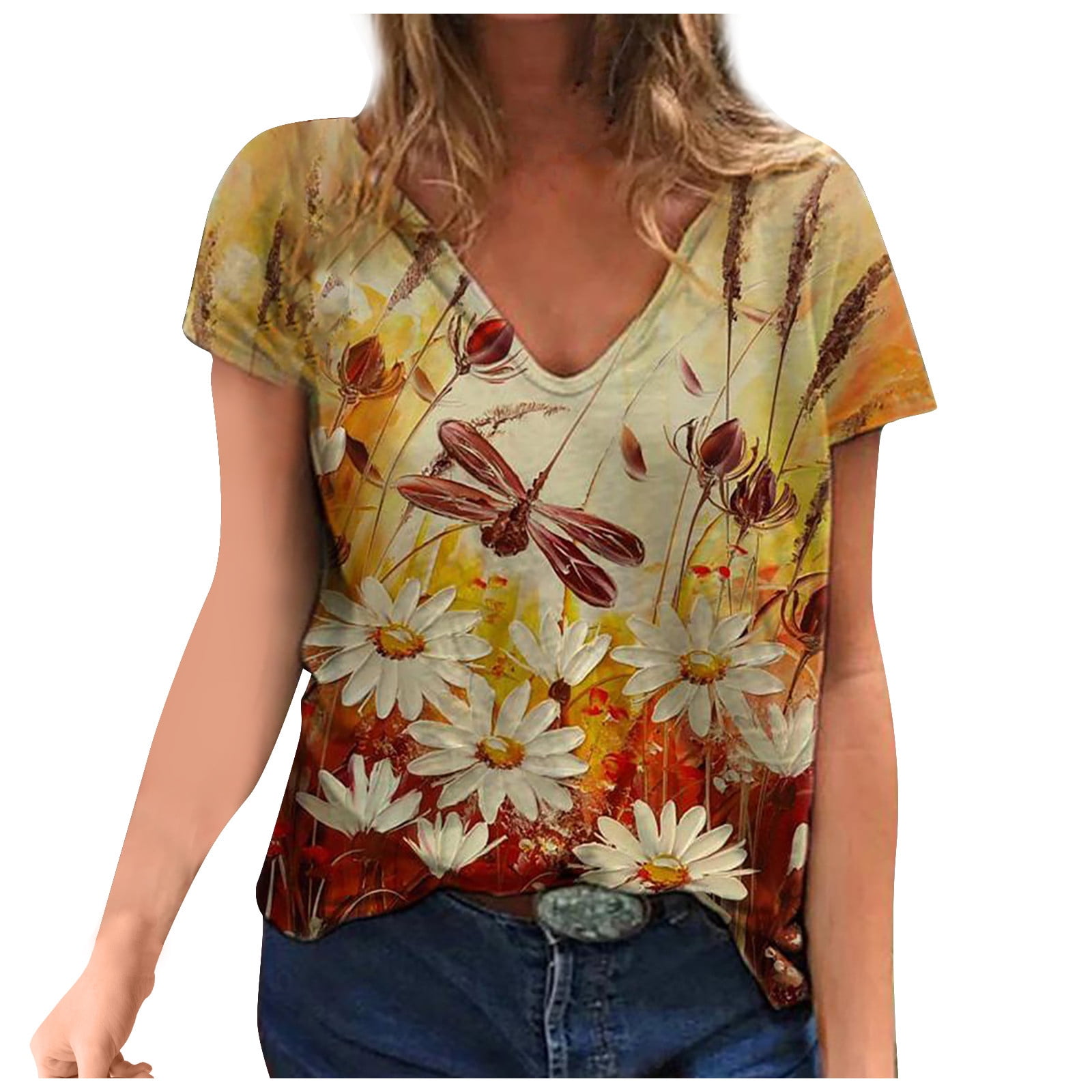 Uppada Womens Fashion V Neck Sleeveless Colorful Tunic Tank Tops Casual Pullover Bright Cute Print Beach Vest Workout Shirt