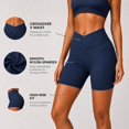 thumbnail image 2 of Women’s Crossover High Waisted Workout Shorts, V Waist Yoga Biker Shorts, Nylon Spandex Stretch Athletic Shorts for Gym Pilates, 2 of 7