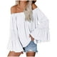 thumbnail image 1 of HongQid Womens Off The Shoulder Long Bell Sleeve Tops Flared Casual Loose Blouse, 1 of 6