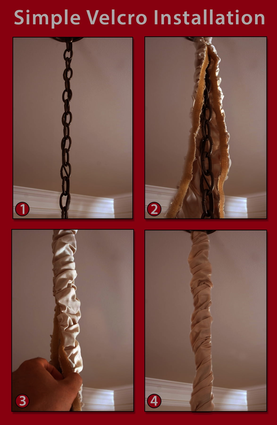 Royal Designs Timeless 4-Light Antique Gold Fabric Cord Cover