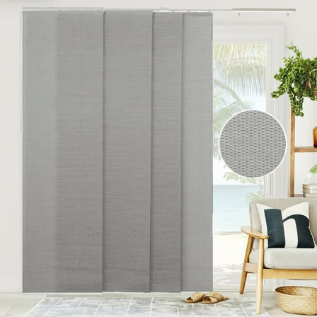 Chicology Adjustable Sliding Panel Blinds. Woven Gray, 46"-86"W X 0"-96"H