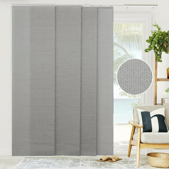 Chicology Adjustable Sliding Panel Blinds. Woven Gray, 46"-86"W X 0"-96"H