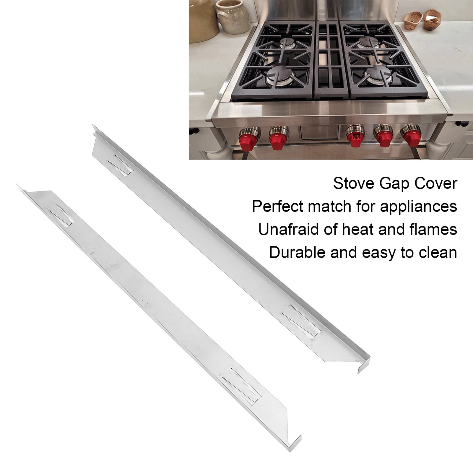 Riousery Premium Stainless Steel Stove Gap Covers Heat Resistant Left Right Easy To Clean Kitchen Stove Counter Gap Filler Set A Model 23.2 Inches / 59 cm 2 Pack