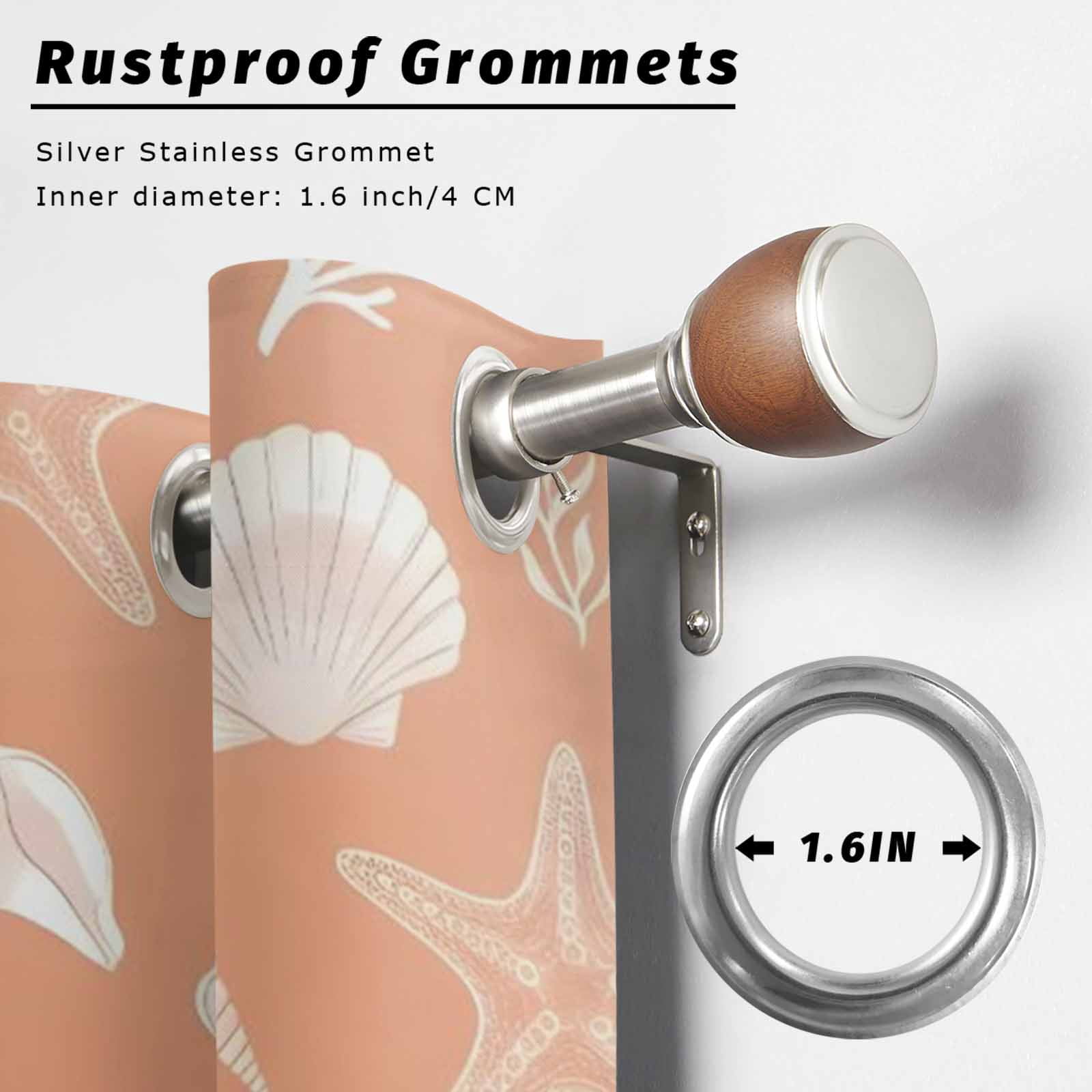 Marine Life Outdoor Curtains for Patio, White Starfish Shell Conch Coral Gradient Orange Sunshade Privacy Drapes Grommet Waterproof Outside Curtains for Porch/Cabana/Balcony 54"x 108", 1 Panel