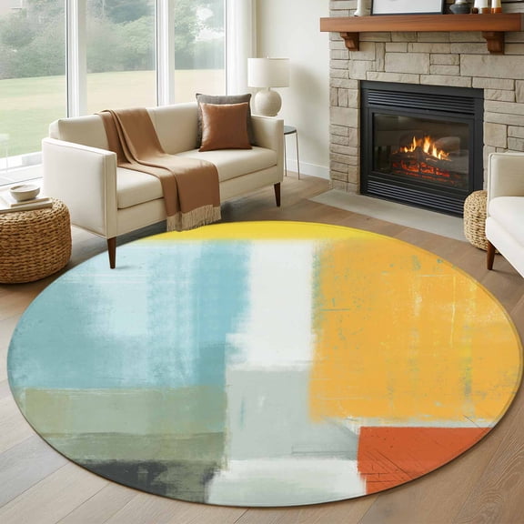 Round Area Rug 5 FT, Non Slip Bedroom Area Rug, Washable Soft Circular Carpet Non-Shedding Floor Mat for Kitchen Dining Room Foyer Balcony Dorm