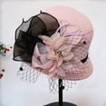 thumbnail image 4 of Only Moment Pink Classic Felt Fedora Hat for Women Polyester Winter Fall Solid Fedora Bucket Caps Elegant Bowler Hat Bowknot Vintage Felt Cloche Hat One Size, 4 of 5