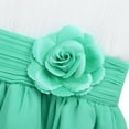 thumbnail image 4 of RUNQHUI Girls Pleated High Waist Chiffon Flower Girl Dress Wedding Birthday Party Dress White&Turquoise 12, 4 of 7