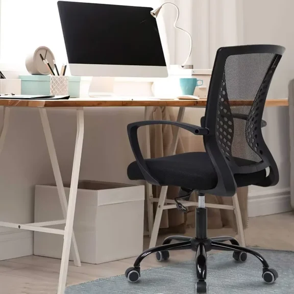 XF XINFENG Office Computer Chair Mesh Task Chair Ergonomic Mid-Back Chair with Lumbar Support, Black