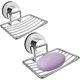 thumbnail image 1 of Juego de 2 platos de jabón de taza de succión 304 soporte de jabón de acero inoxidable bandeja de almacenamiento duradera compatible con baño y cocina sin perforación Afortunado Sencillez, 1 of 5
