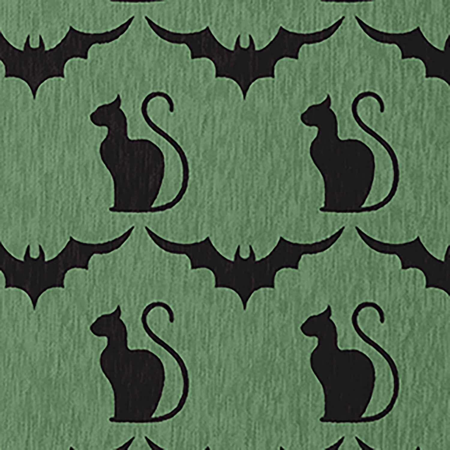 Simply Daisy Cats and Bats Sage Halloween Chenille Area Rug, 18" x 30"