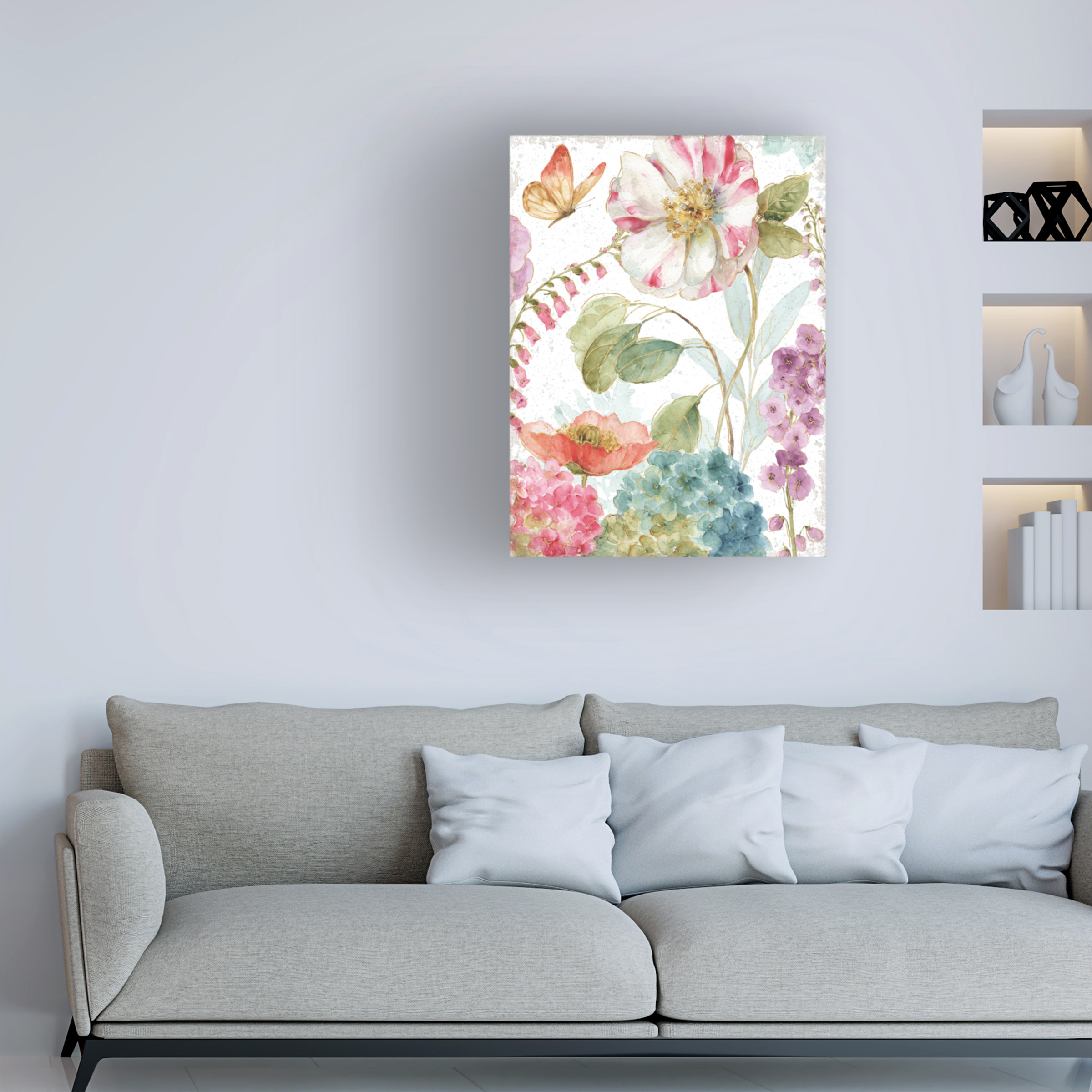 Trademark Fine Art "Rainbow Seeds Flowers II Crop on Wood Cream" Canvas Art by Lisa Audit