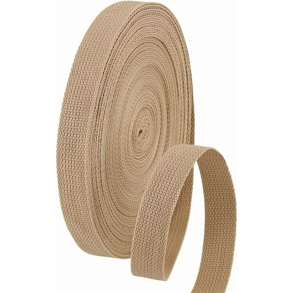 24.6 Yards Cotton Webbing Gold 1 Inch Polyester Cotton Webbing Straps Heavy Fabric Straps