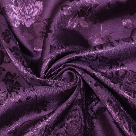 Valentina Textile's Inc. Floral Jacquard Brocade Satin 60" Width Sells by The Yard (3 Yard,Purple )