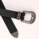 thumbnail image 2 of Cinturón decorativo con hebilla tallada retro de cuero sintético para mujer, ideal para pantalones vaqueros. Negro, 2 of 6