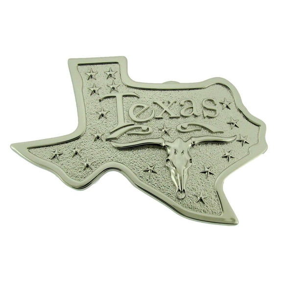 State of Texas Longhorn Silver Chrome Texans Map Belt Buckle Cowboy Rodeo Metal Fashion